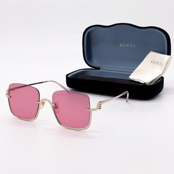 NEW GUCCI GG1279S 003 GOLD/PINK WOMEN SUNGLASSES GUCCI - Picture 2 of 13